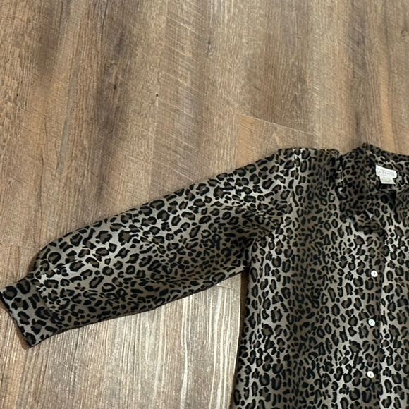 Vnitage Lauren Lee Womens Sz 8 Short Sleeve animal print Button Up career Blouse - Picture 5 of 8